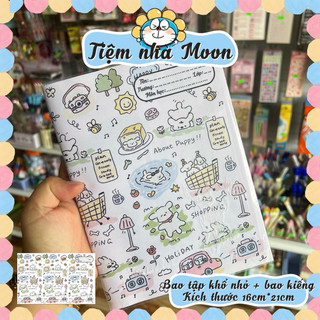 BAO TẬP KHỔ NHỎ 16cm*21cm -  BÌA BAO TẬP A5 CÓ SẴN GIẤY KÍNH MẪU DỄ THƯƠNG - BÌA BAO TẬP CUTE