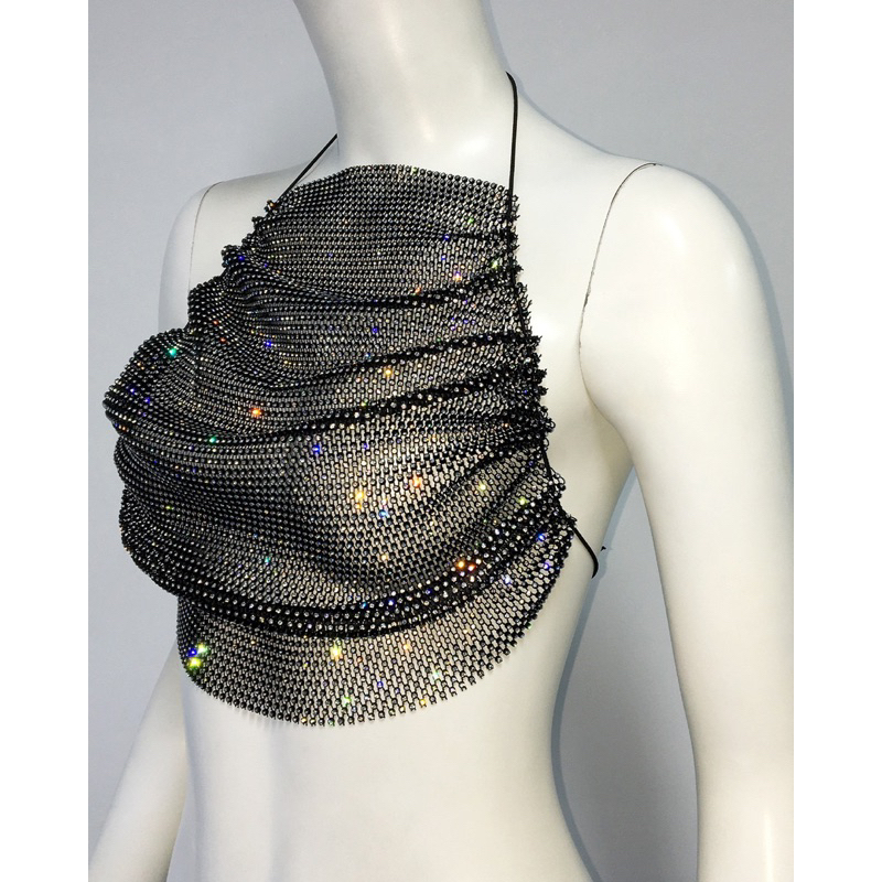 095 Áo Yếm Lứơi Đính Đá sexy Bling Bling - Áo Croptop Đính Đá Bling Bling