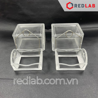 Hộp nhuộm lam kính marienfeld - đức 4 bộ phận: hộp + nắp + khay 10 vị trí + tay cầm, có bán lẻ, có vat