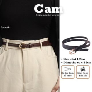 Thắt lưng da nữ Dây nịt đai váy nhỏ xíu mini mặt chữ nhật bóng 1.2CM Camcamvintage thắt váy áo bản nhỏ Basic đơn giản 2