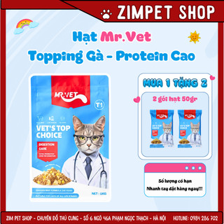 Thức ăn hạt Mr.Vet topping gà, đạm 30% cho mèo mọi lứa tuổi gói 1kg