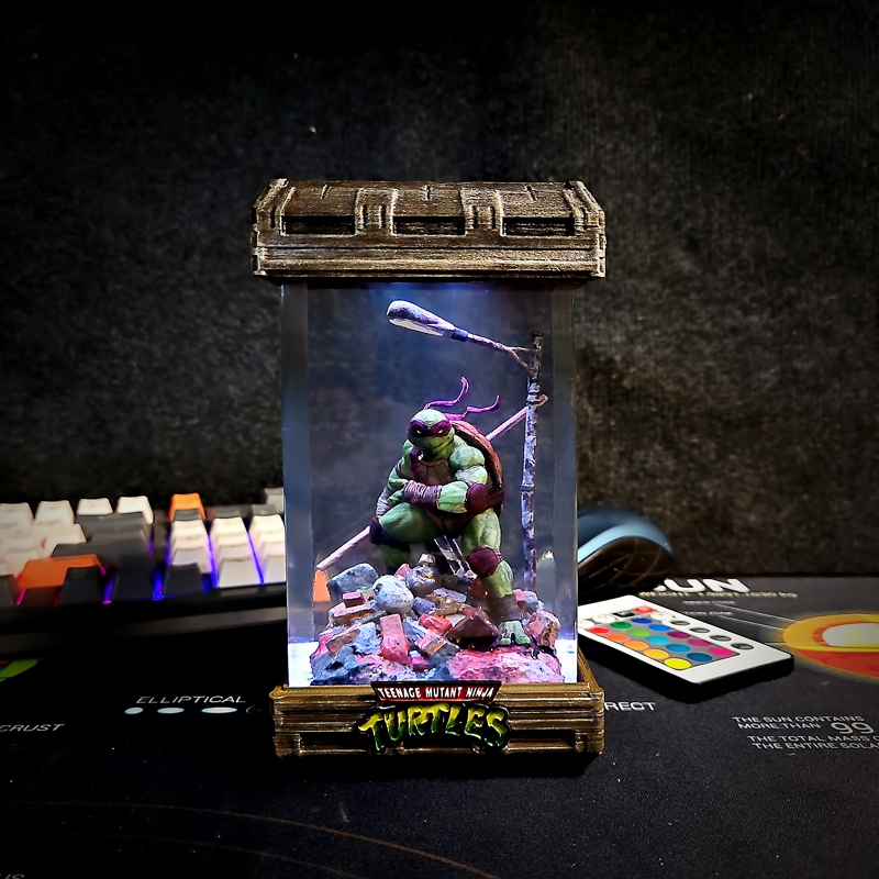 Đèn ngủ ninja rùa, đèn ninja rùa, purple ninja turtle, lamp resin, đèn ngủ để bàn, đèn decor