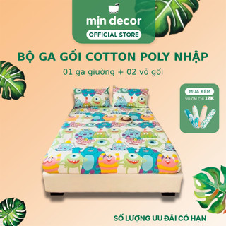 Bộ Ga Gối Poly Nhập Mịn Decor Bo Chun 10cm Đến 20cm, Hoạ Tiết Dễ Thương - Size 1m2x2m & 2mx2m2