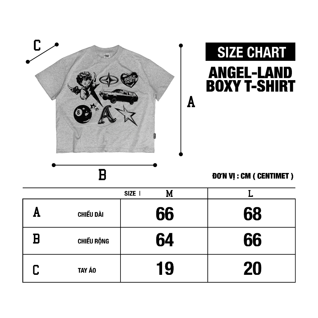Áo Thun Form Boxy Angelic Society The Star Màu Xám Tiêu Angel Land Chính Hãng | BigBuy360 - bigbuy360.vn