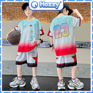 Bộ thể thao bóng rổ trẻ em, bé trai bé gái Hozzy size đại 20-55kg chất thông hơi mềm mát