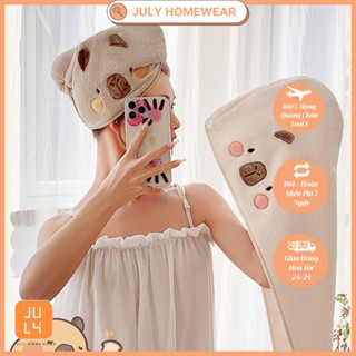 Mũ ủ tóc Capybara siêu thấm nước JULY HOMEWEAR sấy tóc khô tự nhiên bảo vệ tóc hình