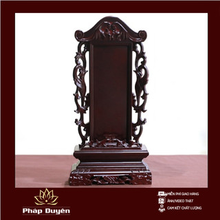 Bài Vị Thờ chất liệu Gỗ Nâu Khắc Phượng (Phụng) - Cao 20cm, 23cm, 26cm, 30cm, 40cm - Long Vị, Linh Vị Thờ