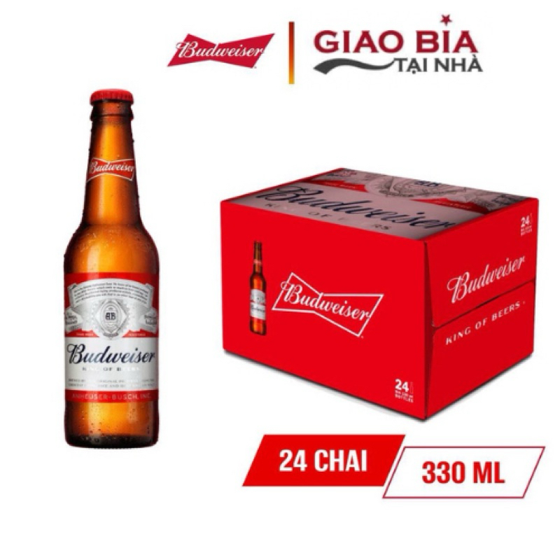 Thùng 24 Chai Bia Budweiser Mỹ (330ml/Chai) Hoả Tốc