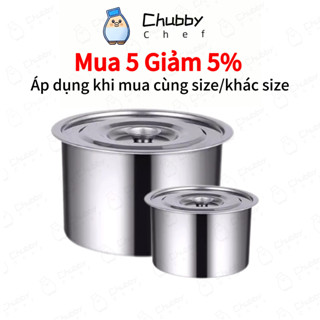 Hộp đựng gia vị inox, nồi inox KÈM NẮP Chubby Chef (12-24cm) - Thay thế nồi và thau trộn, dùng trên mọi loại bếp