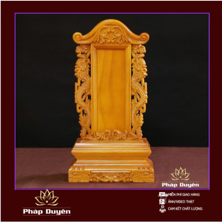 Bài Vị Thờ Gỗ Màu Vàng Khắc Rồng - Cao 20cm, 23cm, 26cm, 30cm, 40cm - Long Vị, Linh Vị Thờ