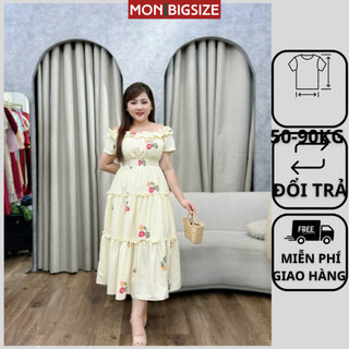 Váy bigsize nữ đầm dự tiệc đi chơi kiểu maxi hoa viền MON big size 50 - 90kg
