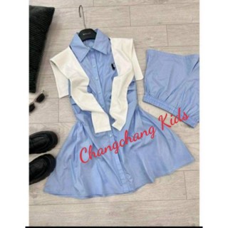 Sét sơ mi kiểu giấu quần kèm quần short gái phù hợp cho mẹ và bé size 15 kg đến 60kg,bộ áo sơ mi cách điệu bé gái