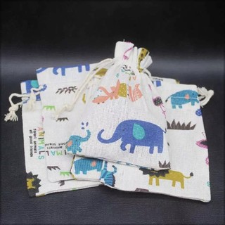 Túi vải lanh túi vải bố họa tiết vintage có dấy rút kích thước 10x14cm - namimi