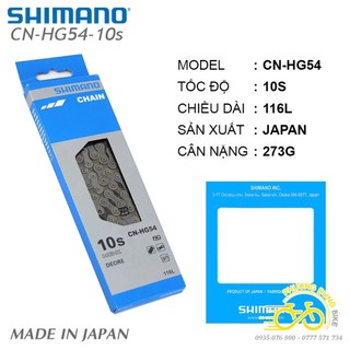 Xích sên xe đạp Shimano Deore CN HG54 10 speed - Fullbox Hàng Chính Hãng