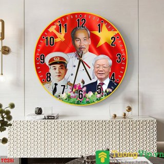 Đồng hồ tròn treo tường tráng gương tường vip - bác hồ chí minh - bác võ nguyên giáp - bác nguyễn phú trọng