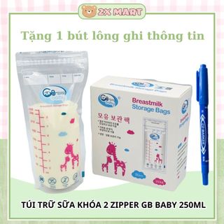 [TẶNG 1 BÚT GHI] Hộp 50 túi trữ sữa 250ml GB Baby Hàn Quốc đựng lưu sữa mẹ an toàn tiện dụng