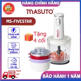 Máy xay thịt vạn năng Masuto Fivestar 1L cối thủy tinh + tặng 4 cối xay hạt xay gia vị - Chính hãng