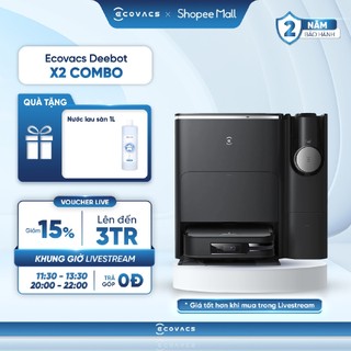Robot hút bụi lau nhà kèm máy hút bụi cầm tay ecovacs x2 combo - lực hút 8700pa - bh 2 năm