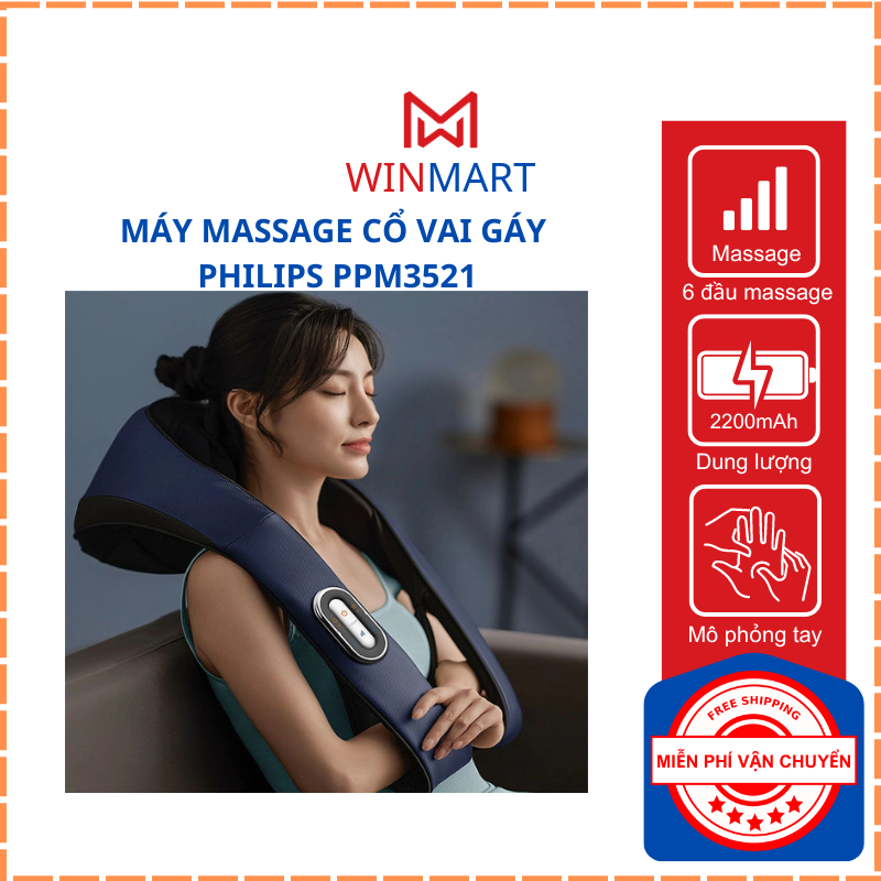 Máy Massage Cổ Vai Gáy Philips PPM3521 - Massage Đa Hướng Kệt Hợp Hồng Ngoại - Bảo Hành 24 Tháng