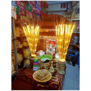 Lúa Đèn Led 2 Tầng Lá Bông Mềm , Trang Trí Tết, Tài, Bàn Thờ Gia Tiên Loại Đẹp 1 bó 10 cây