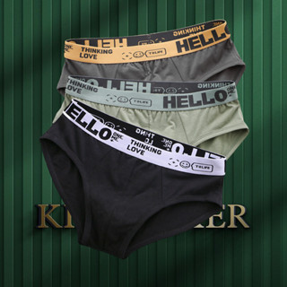 Sét 3 quần lót nam sịp tam giác vải cotton quần sịp nam co giãn ship chéo thấm hút thoáng khí Hello-TG King Boxer