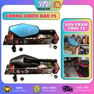 Gương chiếu hậu xe máy Mẫu F5 Hùng Cường, kính chiếu hậu gắn chân kính cho AB, Vision, Wave, Sirius