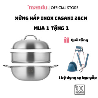 Xửng hấp inox Casani 28cm, thép không gỉ cao cấp, hàng nội địa Hàn Quốc, bảo hành 1 năm