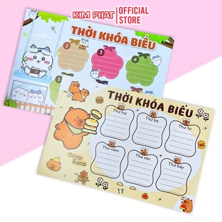 Set 4 tờ thời khóa biểu hoạt hình dễ thương
