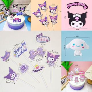 Tổng Hợp Phụ Kiện Mèo Kuromi Thỏ Melody Chó Trắng Cinnamoroll Trang Trí Bánh Sinh Nhật