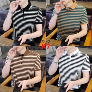 Áo Polo Kẻ Sọc Cao Cấp K7 2024 Áo Thun Nam Sọc Ngang Trẻ Đẹp Lịch Lãm Co Giãn Thoải Mái