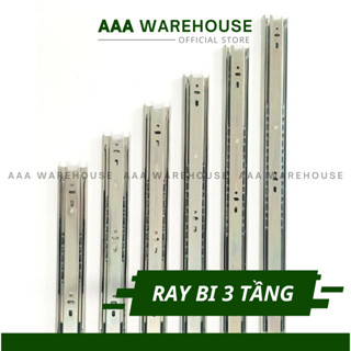 [ZUB 2 bi] Ray Trượt 2 Bi 3 Tầng ngăn kéo tủ bản rộng 35mm - Bộ 2 thanh ray trượt hộc tủ