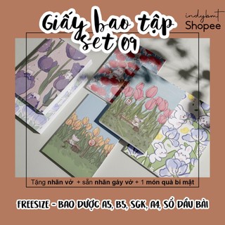 [Set 9 MỚI] Giấy bọc vở, giấy bao tập, bao tập A5, bao tập B5, SGK, vở A4, sổ đầu bài