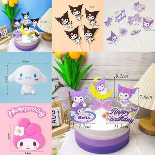 Tổng Hợp Phụ Kiện Mèo Kuromi Thỏ Melody Chó Trắng Cinnamoroll Trang Trí Bánh Sinh Nhật