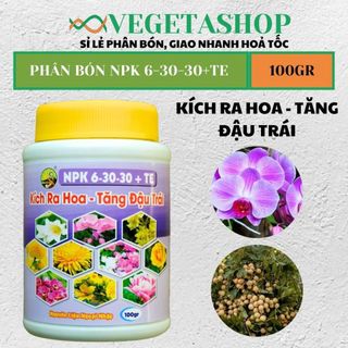 Phân kích ra hoa npk 6-30-30 + te - kích ra hoa, tăng đậu trái trên cây kiểng, cây ăn trái chai 100 gram- vegetashop
