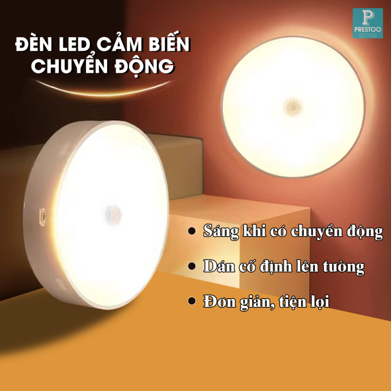 [MUA 5 TẶNG 1] Đèn Led Cảm Ứng Gắn Tường Cầu Thang, Tủ Quần Áo Thông Minh, Đèn Nút Bấm Chuyển 3 Màu