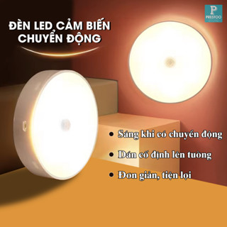   MUA 5 TẶNG 1  Đèn Led Cảm Ứng Gắn Tường Cầu Thang Tủ Quần Áo Thông Minh Đèn Nút Bấm Chuyển 3 Màu 