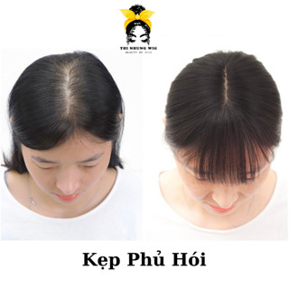 Kẹp Phủ Hói Tóc Thật, Tóc Giả THINHUNGWIG Tóc Mái Che Hói Bằng Tóc Thật Cao Cấp Kẹp Mái Hói Tóc Thật Hai Mái Có Mái Thưa
