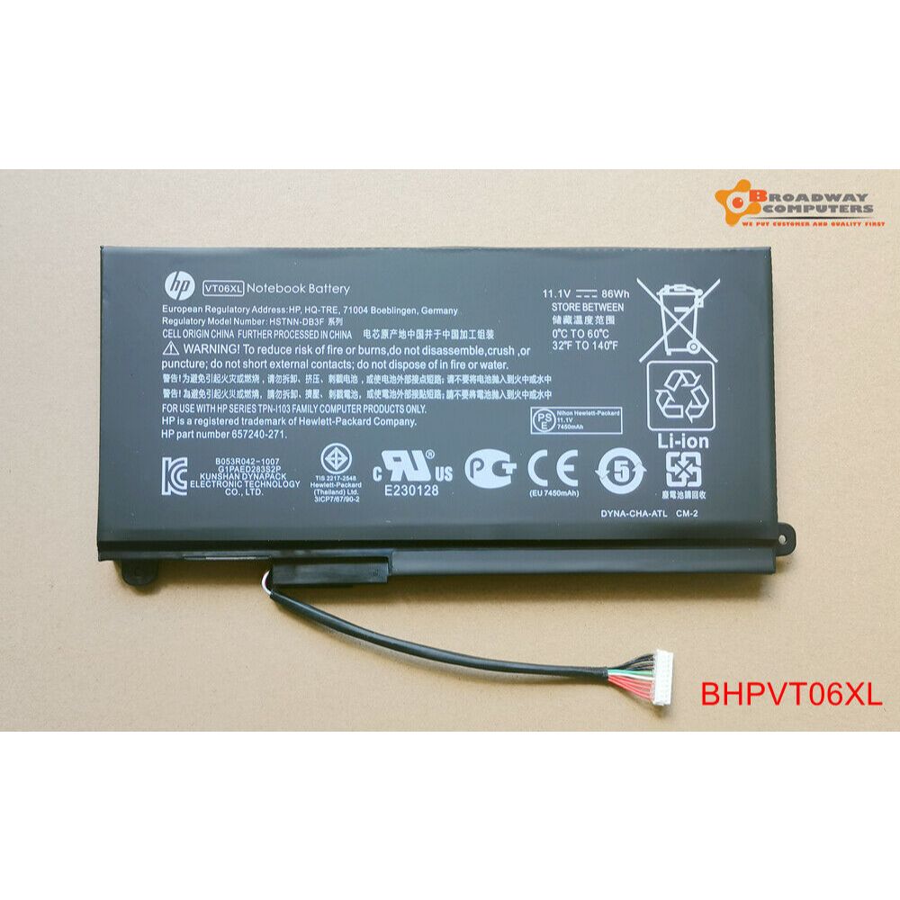 ⚡ Pin (Original)86wh HP Envy 17-3000 17-3070nr HSTNN-IB3F 657240-271 657503-001 VT06XL Battery