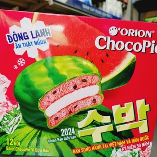 Bánh chocopie vị dưa hấu, vi đào và vị matcha đậu đỏ 360g