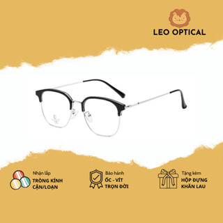 Kính mắt nửa gọng dáng vuông to dành cho nam dễ đeo LEO OPTICAL L23043