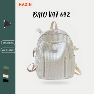 Balo đi học nữ thời trang cặp học sinh sinh viên thiết kế vải dập phồng độc lạ - Hazin Fashion