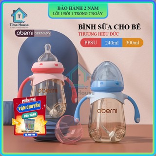 Bình sữa Oberni, bình sữa 240ml/300ml cổ rộng có tay cầm tiện lợi an toàn cho bé