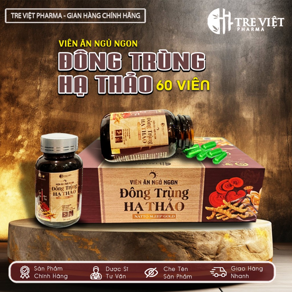 Viên uống ăn ngon ngủ ngon Đông Trùng Hạ Thảo cao cấp, thực phẩm chức năng hỗ trợ bồi bổ sức khỏe 60v