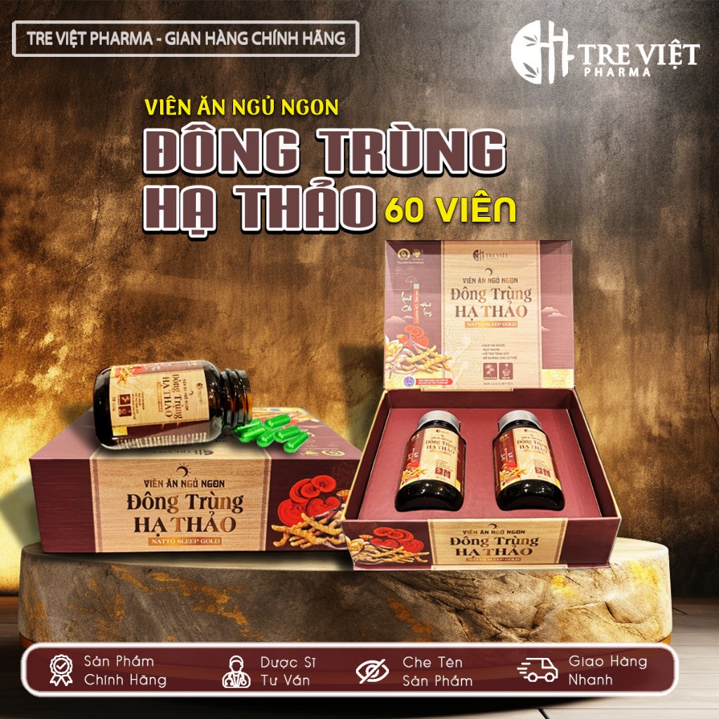Viên uống ăn ngon ngủ ngon Đông Trùng Hạ Thảo cao cấp, thực phẩm chức năng hỗ trợ bồi bổ sức khỏe 60v