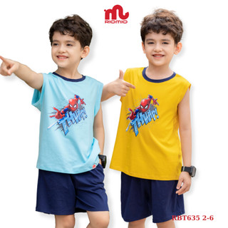 Đồ bộ bé trai RIOMIO sát nách Spider Man size 13-27kg, chất cotton Hàn mềm mát thoáng khí RBT635