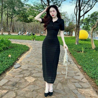 Đầm Body Cổ Trụ Chất Xốp Phong Cách Thu - Đông 2024 MK200