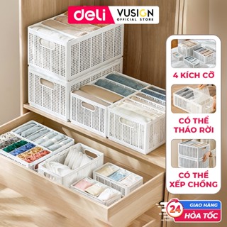 Hộp Nhựa Chia Ngăn DELI Có Thể Tháo Rời Xếp Chồng -Khay Nhựa Chia Ngăn Đựng Quần Áo Đồ