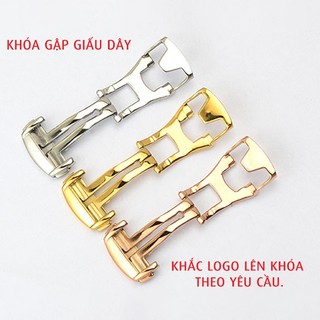 Khóa bướm hai nút bấm gập một bên giấu dây cho đồng hồ nam O.ME.GA, ORIENT, SEIKO, logo khác vui lòng inbox - K2003