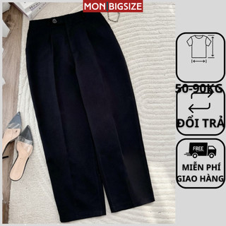 Quần bigsize nữ đi chơi sang chảnh kiểu baggy lưng thun vải cotton lạnh MON big size 50 - 90kg