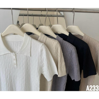 Áo dệt kim nữ Xịn Store áo dệt kim polo tay ngắn màu pastel A233